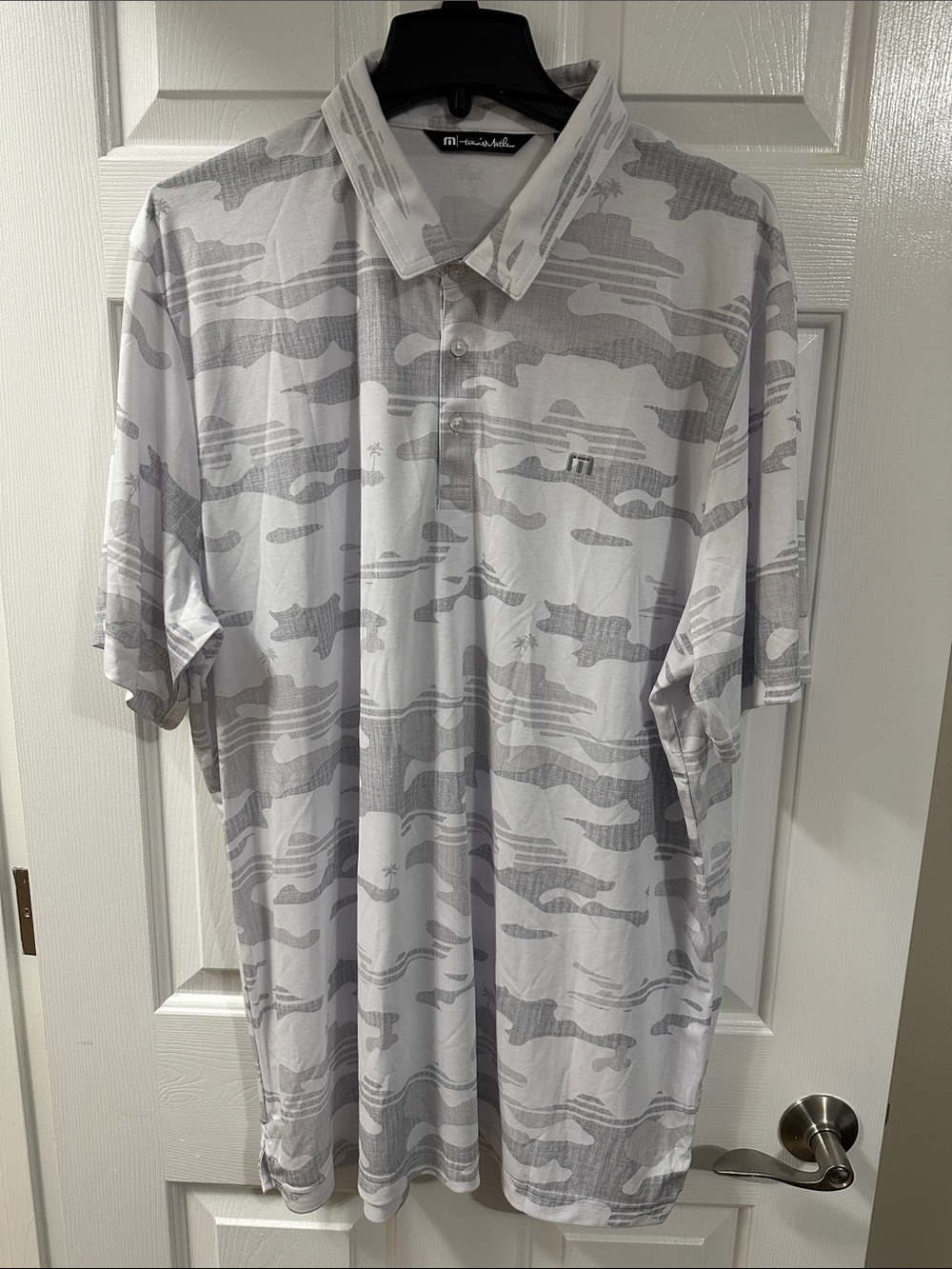 Travis Mathew White and Gray Camo Polo